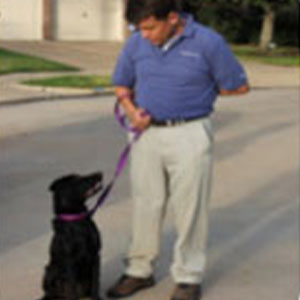 Social skills training man with his dog